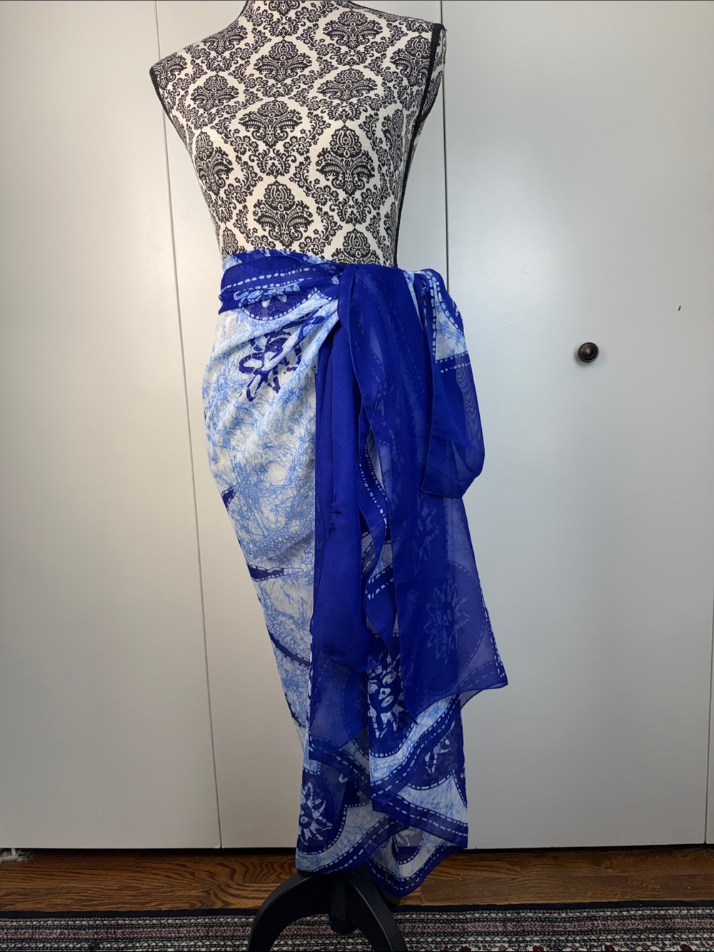 Blue Sheer sunshine Sarong Pareo Wrap - Women Swim Cover-Up one size 68x41”